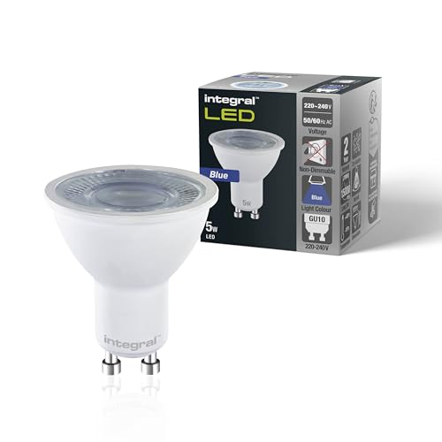 Integral GU10 LED 2 Pack | LED GU10 | LED Blau | Blaue LED Spot | Blue LED | LED GU10 5W (entspricht 50W), 40° Abstrahlwinkel - Für Displays, Restaurants, Hotels, Gärten und Stimmungsbeleuchtung von Integral