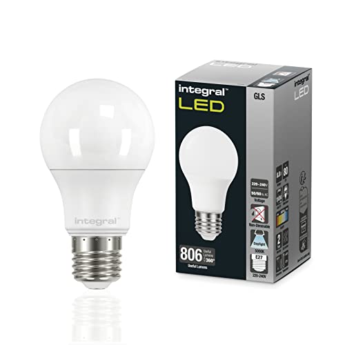 Integral LED 4 PACK E27 GLS A60 Warm 2700K, 1055LM, 7.0W (entspricht 75W) Nicht dimmbare Milchglaslampe - Energieeffizient & Ideal für Wandleuchten & Lampen im Wohnzimmer, Esszimmer & Schlafzimmer von Integral