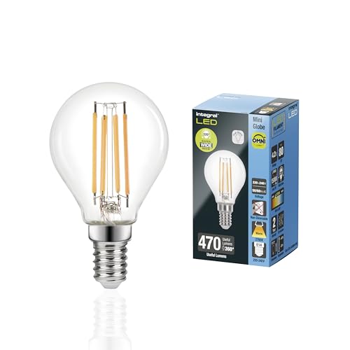 Integral LED E14 Omni-Filament Tropfen Warm 2700K, 470LM, 4.2W (entspricht 40W) Nicht dimmbare Lampe - 4 Packung - Energieeffizient. Für Schlafzimmer, Flur, Wohnzimmer & mehr von Integral