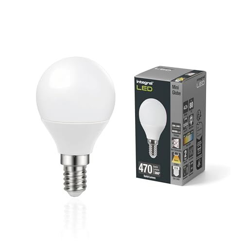 Integral LED E14 Tropfen Warm 2700K, 470LM, 4.2W (entspricht 40W) Nicht dimmbare Milchglaslampe - 2 Packung - Energieeffizient. Für Wandleuchten & Lampen im Schlafzimmer, Flur, Wohnzimmer & mehr von Integral