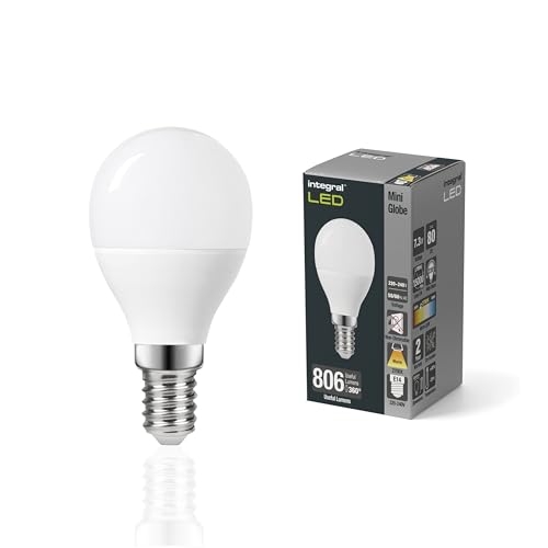 Integral LED E14 Tropfen Warm 2700K, 806LM, 7.3W (entspricht 60W) Nicht dimmbare Milchglaslampe - 2 Packung - Energieeffizient. Für Wandleuchten & Lampen im Schlafzimmer, Flur, Wohnzimmer & mehr von Integral