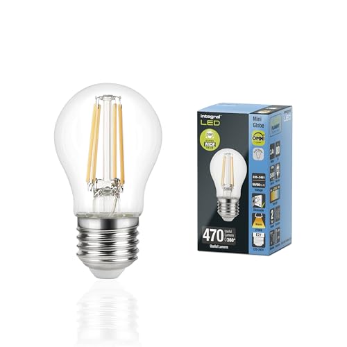 Integral LED E27 Omni-Filament Tropfen Warm 2700K, 470LM, 3.4W (entspricht 40W) Dimmbare Lampe - 4 Packung - Energieeffizient. Für Schlafzimmer, Flur, Wohnzimmer & mehr von Integral