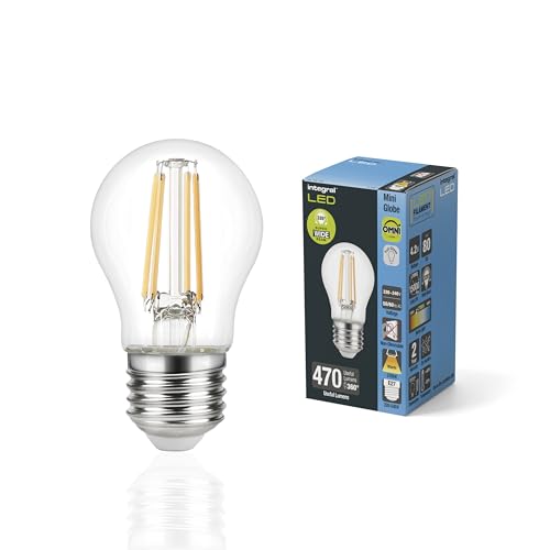 Integral LED E27 Omni-Filament Tropfen Warm 2700K, 470LM, 3,4W (entspricht 40W) Nicht dimmbare Lampe - 4 Packung - Energieeffizient Für Schlafzimmer, Flur, Wohnzimmer und mehr von Integral