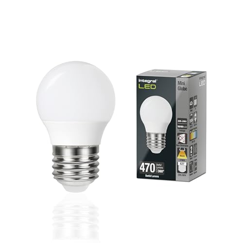 Integral LED E27 Tropfen Warm 2700K, 470LM, 4.2W (entspricht 40W) Nicht dimmbare Milchglaslampe - 2 Packung - Energieeffizient. Für Wandleuchten & Lampen im Schlafzimmer, Flur, Wohnzimmer & mehr von Integral