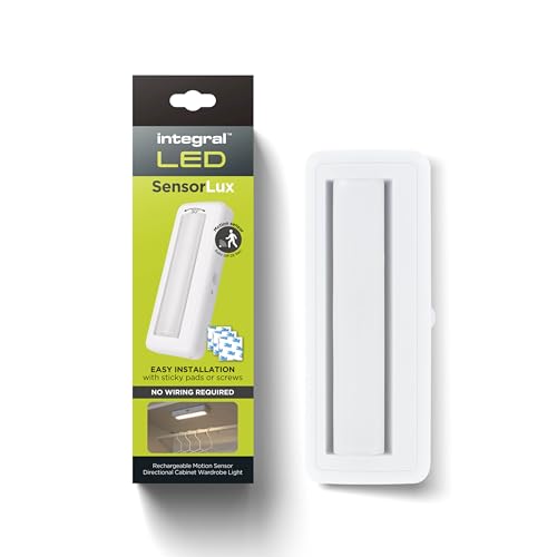 Integral LED SensorLux Warm White Lichtleiste mit Bewegungsmelder | LED Leiste mit Bewegungsmelder für Schuppen, Garagen und unter der Treppe - Solide Konstruktion, wiederaufladbarer 2200mAh Akku von Integral