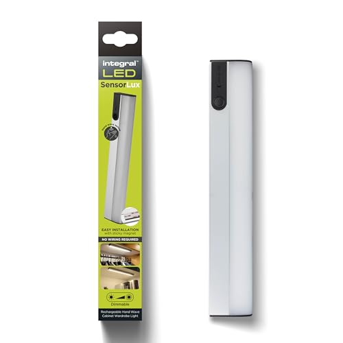 Integral LED SensorLux Warm White dimmbares Schranklicht mit Bewegungsmelder | Schrankbeleuchtung LED Bewegungssensor mit Magnetstreifen - Aluminiumkonstruktion, wiederaufladbar 1600mAh-Akku von Integral