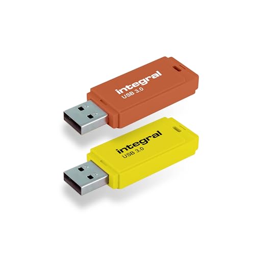 Integral Neon USB 3.0 64GB Flash-Laufwerk 2er-Pack (Gelb/Orange) von Integral