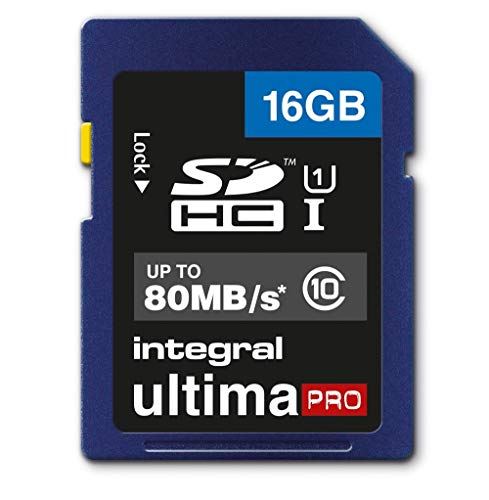 Integral SDHC 16GB Class 10 ULTIMAPRO UHS-1 class 1 Speicherkarte bis zu 80 MB/s Transfergeschwindigkeit von Integral