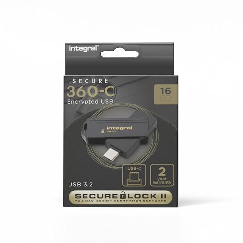 Integral Secure 360-C 16 GB Software-verschlüsselter USB-Flash-Laufwerk – USB-C-Anschluss – 256-Bit-AES-Verschlüsselung – kompatibel mit Mac, MacBook, PC, Laptop Integral Secure 360-C 16 GB Software-verschlüsselter USB-Flash-Laufwerk – USB-C-Anschluss – 256-Bit-AES-Verschlüsselung – kompatibel mit Mac, MacBook, PC, Laptop von Integral