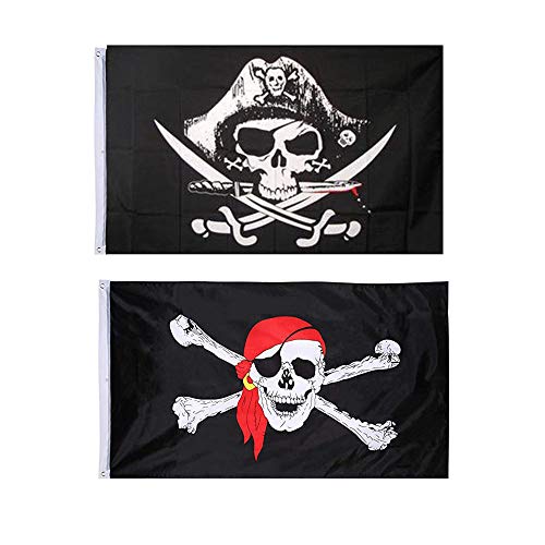 Integrity.1 Piratenflagge, 2 Stücke Schädel Fahne, Piratenparty-Flagge, Piratenflagge von Jolly Roger, für Halloween-Dekoration, Piratenspiel, Piratenparty, Piraten-Cosplay von Integrity.1