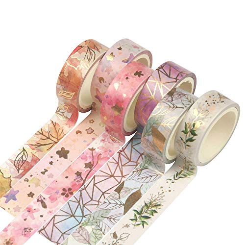 Integrity.1 Washi Tape Set, 6 Rollen Frische Blumen Deko Tape, DIY Sticker Tape, Dekorative Washi Tapes, Sammlung Scrapbooking Tape, für DIY Handwerk, Lippenstift Sticker, Urlaub Dekoration von Integrity.1