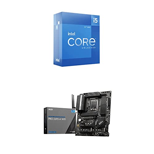 Intel Core i5-12600KF 12. Generation Desktop Prozessor (Basistakt: 3.7GHz Turboboost: 4.9GHz, 6 Kerne, LGA1700) + PRO Z690-A WiFi Mainboard ATX, unterstützt Intel Prozessoren 12. Generation von Intel