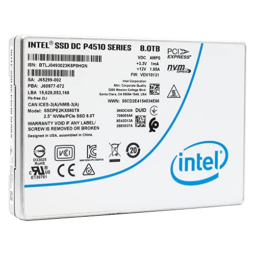 Intel Corporation SSDPE2KX080T801 Intel SSD DC P4510 Series (8,0 TB 2,5 Zoll PCIe 3.1 x4 3D2 TLC) Generic Single Pack von Intel