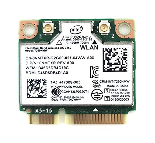 Intel Netzwerkprozessor 7260, HMWG.R überarbeitetes WiFi-WLAN AC 7260 H/T Dual Band 2 x 2 AC + Bluetooth HMC, inklusive Befestigungsschrauben, Modell: 7260. HMWG.R, PC/Computer und Elektronik von Intel