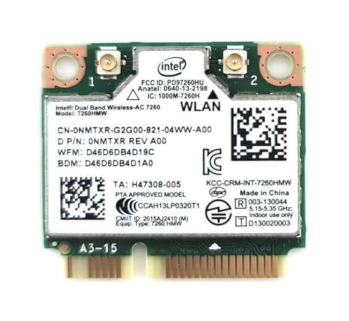 Intel Netzwerkprozessor 7260, HMWG.R überarbeitetes WiFi-WLAN AC 7260 H/T Dual Band 2 x 2 AC + Bluetooth HMC, inklusive Befestigungsschrauben, Modell: 7260. HMWG.R, PC/Computer und Elektronik von Intel