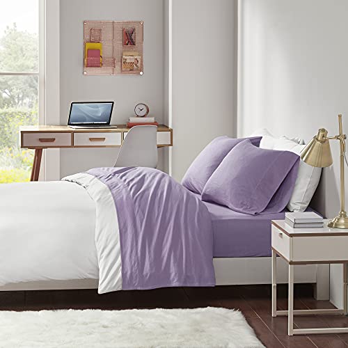 Intelligent Design Bettlaken aus Baumwollmischgewebe, Jersey-Strick Twin violett von Intelligent Design