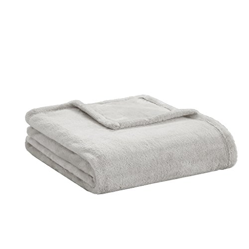 Intelligent Design Microlight Übergroße Überwurfdecke aus Plüsch für Bett, Couch, 152,4 x 177,8 cm, Grau von Intelligent Design