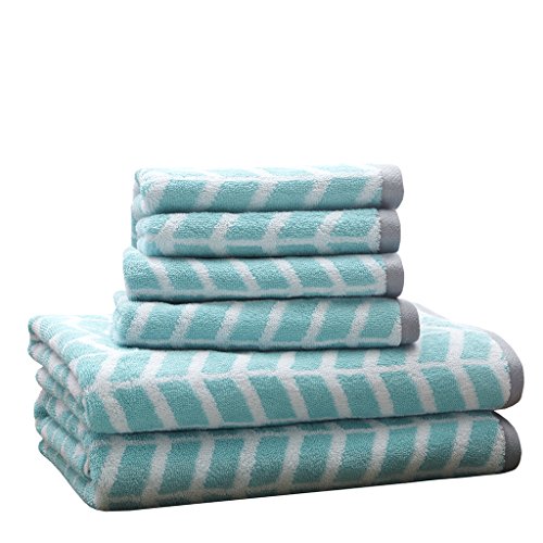 Intelligent Design - Nadia Quick Dry Premium Absorbent Chevron Cotton Towels Bad/Badezimmer Set - Ultra Soft Badezimmer Handtücher Set - Teal - 6-teiliges Set inkl. 2 Duschtuch 4 Handtücher von Intelligent Design