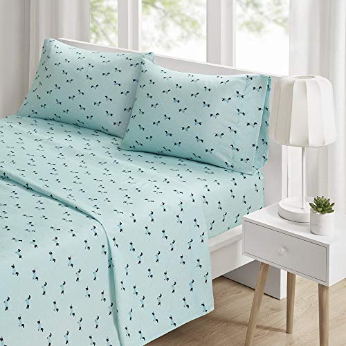 Intelligent Design Microfiber Wrinkle Resistant, Soft Sheets with 12" Pocket Modern, All Season, Cozy Bedding-Set, Matching Pillow Case, Queen, Novelty Aqua Dogs von Intelligent Design