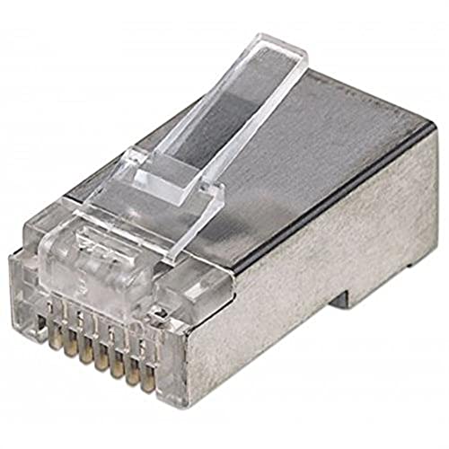 Intellinet 100er-Pack Cat5e RJ45-Modularstecker (STP, 2-Punkt-Aderkontaktierung, für Litzendraht) 790581 grau von Intellinet