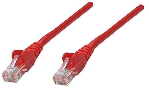 Intellinet 318198 Netzwerkkabel Cat5e U/UTP CCA Cat5e kompatibel RJ45-Stecker auf RJ45-Stecker, 0,5m rot von Manhattan