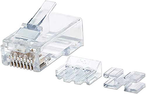 Intellinet 80er-Pack Cat6A RJ45-Modularstecker Pro Line (UTP, 3-Punkt-Aderkontaktierung, für Massivdraht,50 µ vergoldete Kontakte) 790550 klar / durchsichtig von Intellinet