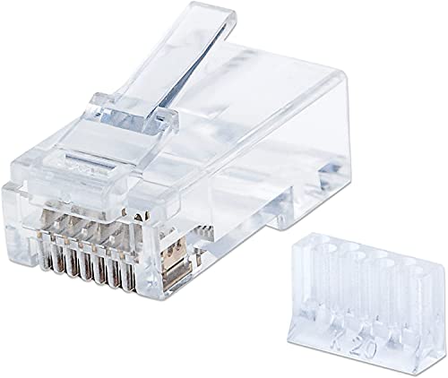 Intellinet 90er-Pack Cat6 RJ45-Modularstecker (UTP, 3-Punkt-Aderkontaktierung, für Massivdraht) 790604 klar / durchsichtig von Intellinet