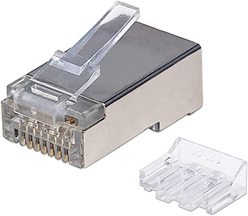 Intellinet 90er-Pack Cat6A RJ45-Modularstecker (STP, 3-Punkt-Aderkontaktierung, für Massivdraht) 790680 grau von Intellinet