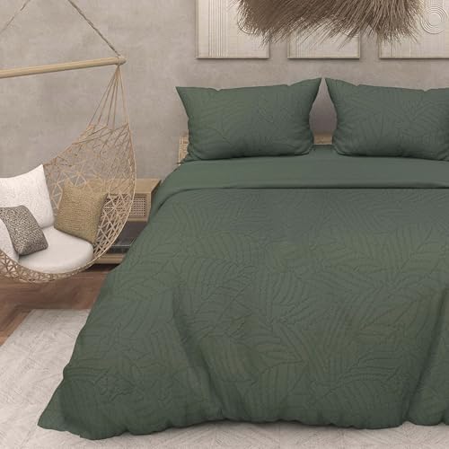 Intemporel Zeitloses Bettwäsche-Set, 3D-Mikrofaser, 240 x 220 cm, Maya, Khaki, von Soleil d'ocre von Intemporel