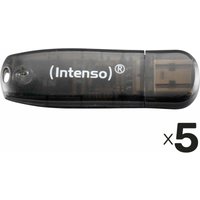 Intenso - USB-Stick Rainbow Line 3502470 usb 2.0 16GB schwarz/transparent 5er Pack von Intenso