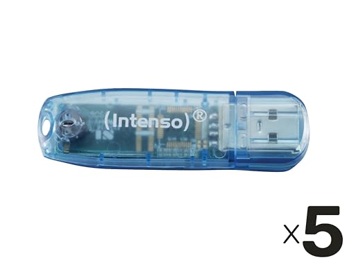 INTENSO USB-Stick Rainbow Line 3502450 USB 2.0 4GB blau/transparent 5er Pack von Intenso