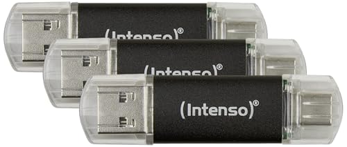 Intenso Twist Line 32 GB, Dual USB-Stick 3.2 Gen 1x1, USB-C und USB-A, 70MB/s, Anthrazit (Packung mit 3) von Intenso