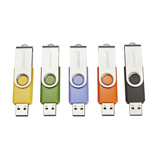 Intenso Basic Line 5X 64 GB USB-Sticks USB 2.0 mit praktischen Beschriftungsetiketten, Gelb, Grün, Schwarz, Blau + Orange, mit silbernem Metallbügel, 5er Pack Intenso Basic Line 5X 64 GB USB-Sticks USB 2.0 mit praktischen Beschriftungsetiketten, Gelb, Grün, Schwarz, Blau + Orange, mit silbernem Metallbügel, 5er Pack von Intenso
