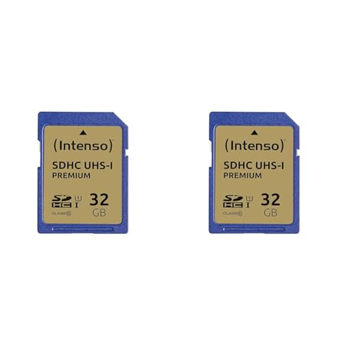 Intenso Premium SDHC UHS-I 32GB Class 10 Speicherkarte blau (Packung mit 2) von Intenso
