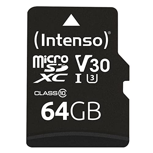 Intenso Professional microSDXC 64GB Class 10 UHS-I, U3, V30 Speicherkarte inkl. SD-Adapter (bis zu 100 MB/s), schwarz von Intenso