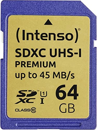 Intenso Premium SDXC UHS-I 64GB Class 10 Speicherkarte blau, 1 Stück von Intenso