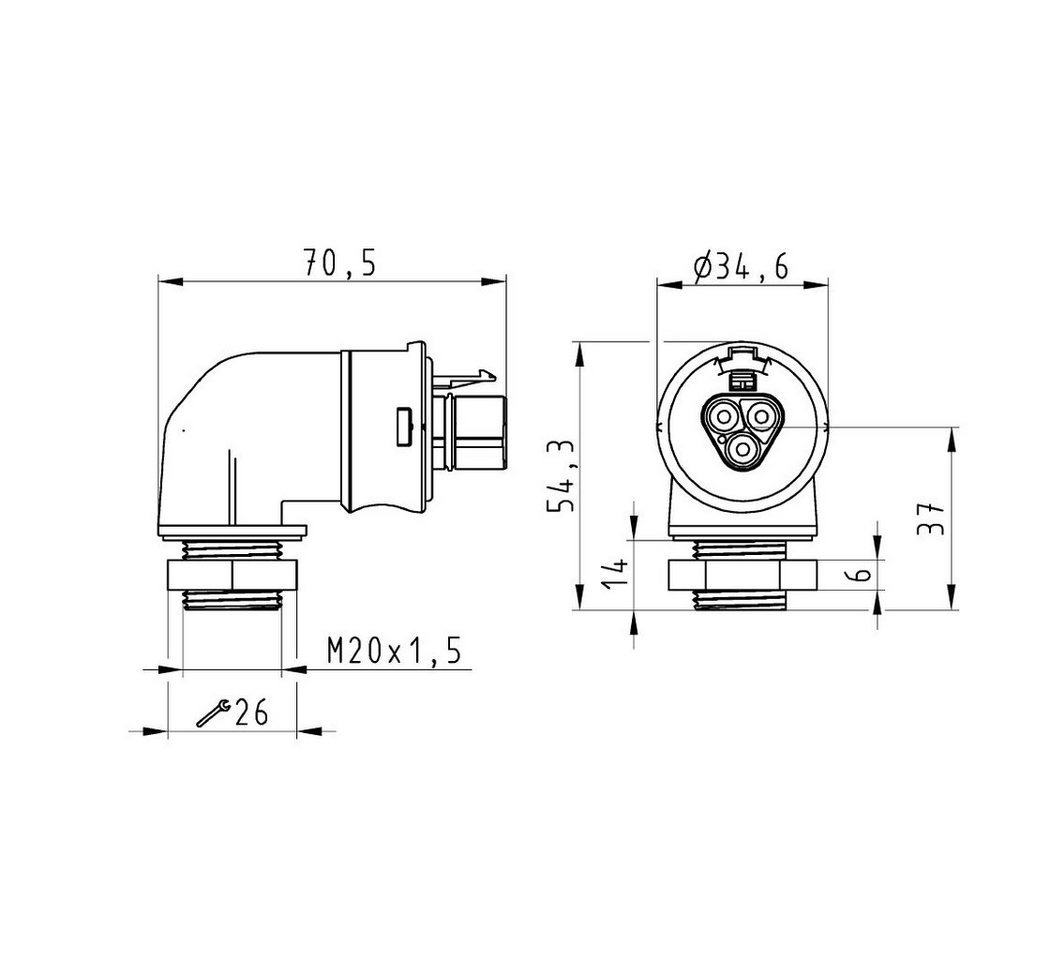 IntentGroup Gartenstecker Stecker Male dreiadrig gewinkelt Geräteanschluss Wieland RST20i3 schw. von IntentGroup