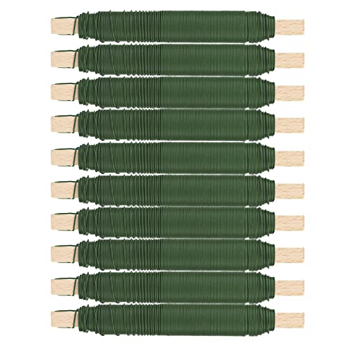 Inter Flowers GmbH Wickeldraht Sets -Bindedraht auf Holz gewickelt - Basteldraht Rostfrei Größen/Material Pflanzendraht Blumenwickeldraht Floristik Blumendraht (10, Grün Lackiert 0,65 mm / 38 m) von Inter Flowers GmbH