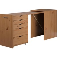 INTER-FURN Regal-Schreibtisch "Voltera", (1 St.), kleiner Massivholz Schreibtisch, groß ausziehbar von 57 zu 164 cm von Inter-Furn