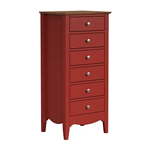 Inter-Furn Lissabon Kommode 6 Schubkästen, Holz, Rot/Braun, 50 x 110 x 42 cm von Inter-Furn