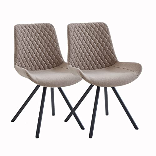 Inter-Furn Meran Stühle 2er Set, Metall, Sitz/Rücken Hellbraun, Metallfüße Schwarz, 56 x 86 x 59 cm von Inter-Furn