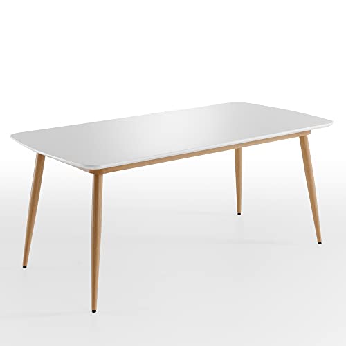 Inter-Furn Tisch, weiß Hochglanz, Eiche Riviera Honig, 180 x 75 x 90 cm von Inter-Furn