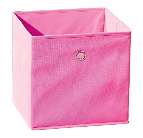 Inter Link – Faltbare Aufbewahrungsbox – Klappbarer Objekthalter – Stoff Faltbox – Aufbewahrungsbox für Raumteiler oder Regale – 32 x 32 x 32 cm – Mit Fingerloch – Winny – Rosa von Inter Link