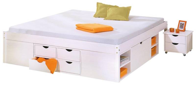 Funktionsbett Till 140 x 200 Kiefer Massivholz weiß von Inter Link