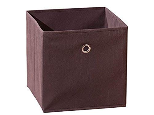 Inter Link – Faltbare Aufbewahrungsbox – Klappbarer Objekthalter – Stoff Faltbox – Aufbewahrungsbox für Raumteiler oder Regale – 32 x 32 x 32 cm – Mit Fingerloch – Winny – Braun von Inter Link