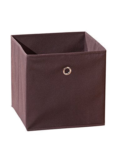 Inter Link – Faltbare Aufbewahrungsbox – Klappbarer Objekthalter – Stoff Faltbox – Aufbewahrungsbox für Raumteiler oder Regale – 32 x 32 x 32 cm – Mit Fingerloch – Winny – Braun von Inter Link
