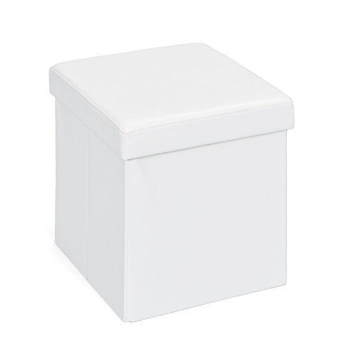 Inter Link – Aufbewahrungsbox mit Deckel - Faltbox – Waschbare Boxen - Polyurethan – Kunstleder – Kisten – Für Kleidung, Spielzeuge – Stauraum – 38 x 38 x 38 cm – Weiß– Setti von Inter Link