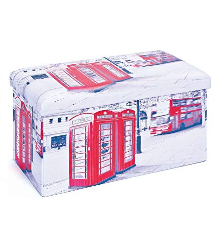 Inter Link – Aufbewahrungsbox mit Deckel – Groß - Faltbox – Waschbare Boxen - Polyurethan – Kunstleder – Viel Stauraum - Für Kleidung, Spielzeuge – Stauraum – 76 x 38 x 38 cm – London Druck – Setto von Inter Link