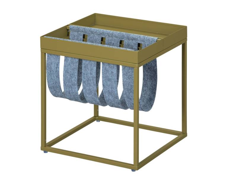 Inter Link Beistelltisch Club NY Magazin Olive/Grau, moderner Beistelltisch mit Metallgestell, in 4 Farben, Magazinablage von Inter Link