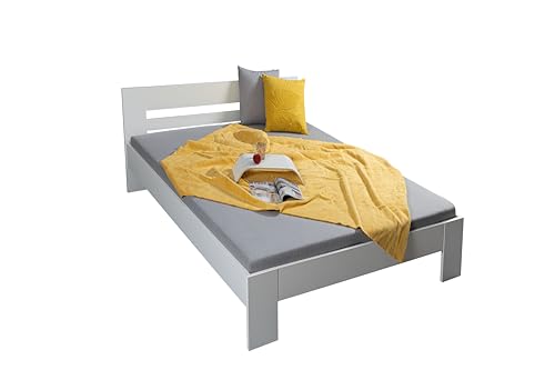 Inter Link - Bett - Bettrahmen – Bettgestell – Jugendbett – Gästebett – Doppelbett – Modernes Bett -ohne Lattenrost - Weiß lackiert - Annik - 90x200cm von Inter Link